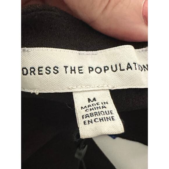 DRESS THE POPULATION Nicole Black Sweetheart Neckline Cocktail Midi Dress M NWT - Picture 4 of 5